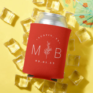 Rafraîchisseur Pour Canette Monogramme de mariage à tige florale rustique Ro