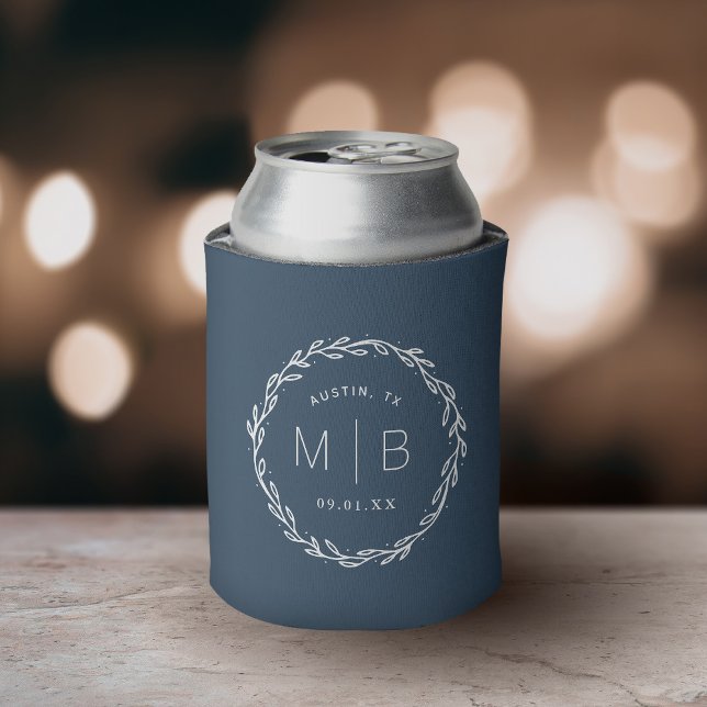 Rafraîchisseur Pour Canette Monogramme de Mariage de couronne rustique | Lac b (Créateur téléchargé)