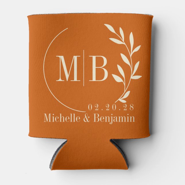 Rafraîchisseur Pour Canette Monogramme de mariage feuille de citrouille milieu (Devant)