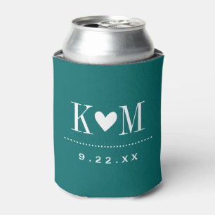 Rafraîchisseur Pour Canette Monogramme de Mariage moderne Turquoise foncé