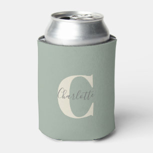 Rafraîchisseur Pour Canette Monogramme de nom moderne élégant en vert sauge