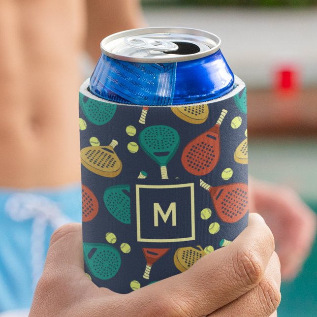 Rafraîchisseur Pour Canette Monogramme de padel Tennis Raquettes et balles (Créateur téléchargé)