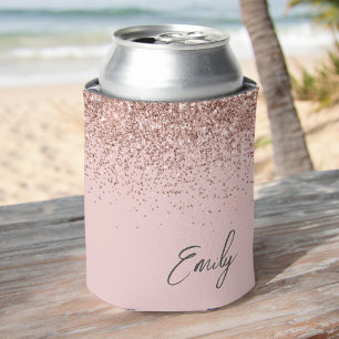 Rafraîchisseur Pour Canette Monogramme de Parties scintillant rose pâle Rose