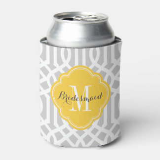 Rafraîchisseur Pour Canette Monogramme de Trellis gris et jaune