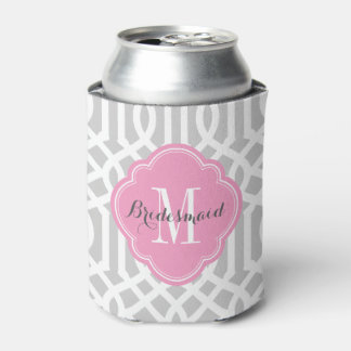 Rafraîchisseur Pour Canette Monogramme de Trellis gris et rose