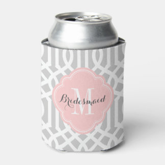 Rafraîchisseur Pour Canette Monogramme de Trellis gris et rose