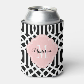 Rafraîchisseur Pour Canette Monogramme de Trellis noir et rose