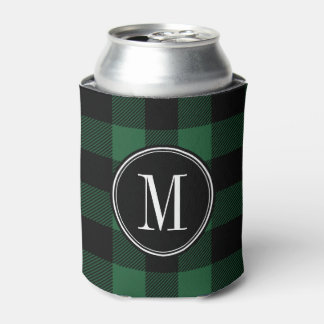 Rafraîchisseur Pour Canette Monogramme de vérification du bison noir et vert