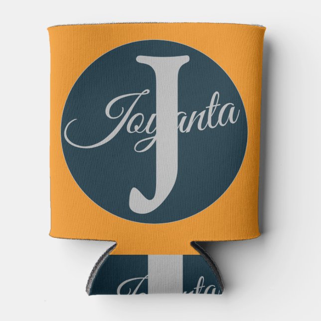 Rafraîchisseur Pour Canette Monogramme élégant orange gris bleu personnalisé (Devant)