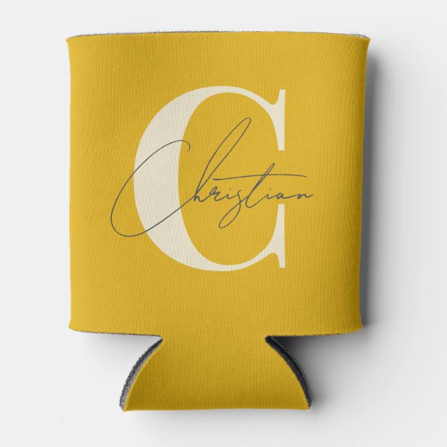 Rafraîchisseur Pour Canette Monogramme Élégant Tournesol Chaud Moderne du Mili (Devant)