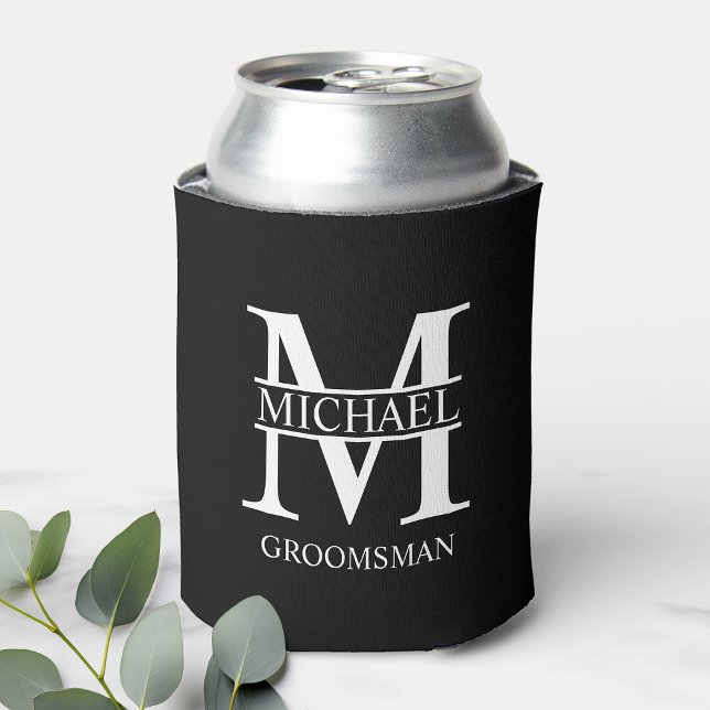 Rafraîchisseur Pour Canette Monogramme et nom du Groomsman personnalisé classi (Créateur téléchargé)
