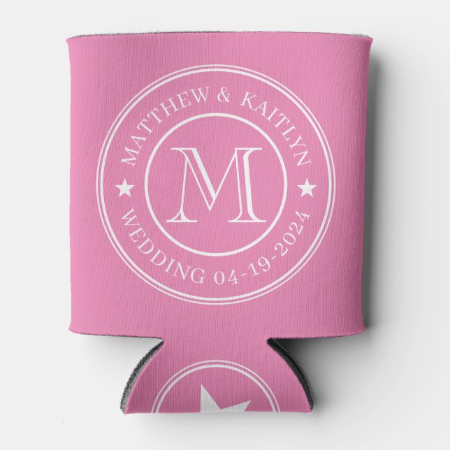 Rafraîchisseur Pour Canette Monogramme étoile de mariage rose (Devant)