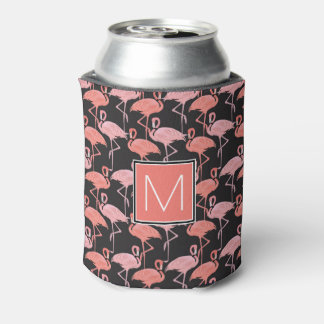 Rafraîchisseur Pour Canette Monogramme | Flamants roses roses tropicaux