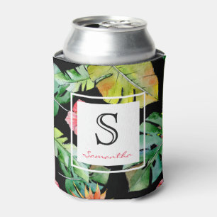 Rafraîchisseur Pour Canette Monogramme floral hawaïen tropical de Luau