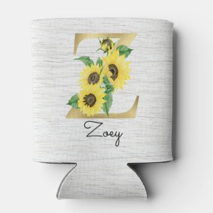 Rafraîchisseur Pour Canette Monogramme Gold Sunflower Girl Floral Initial Z Ca