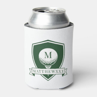Rafraîchisseur Pour Canette Monogramme Initial de Nom en Vert Foncé et Blanc M