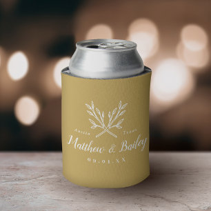 Rafraîchisseur Pour Canette Monogramme Mariage de branches rustiques Jaune d