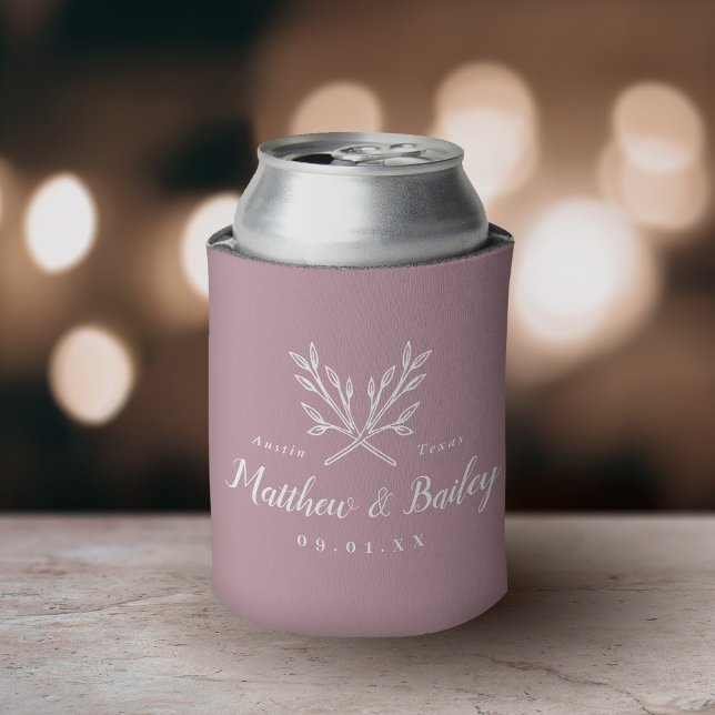Rafraîchisseur Pour Canette Monogramme Mariage de branches rustiques | Mauve (Créateur téléchargé)