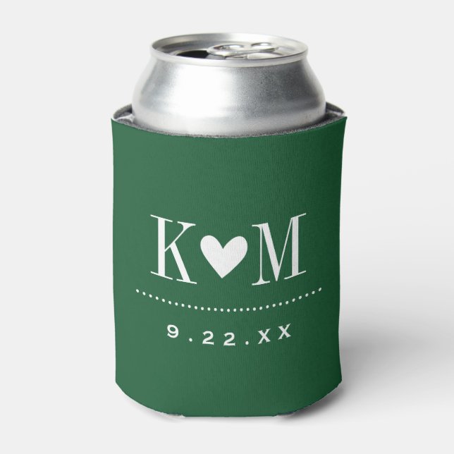 Rafraîchisseur Pour Canette Monogramme Mariage moderne Hunter Green (Can devant)