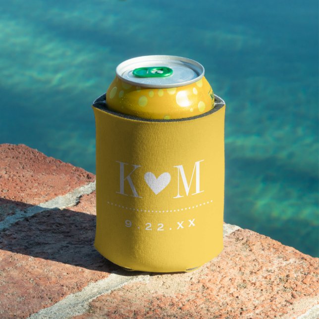 Rafraîchisseur Pour Canette Monogramme Mariage moderne jaune (Piscine in situ)