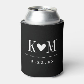 Rafraîchisseur Pour Canette Monogramme Mariage moderne noir et blanc