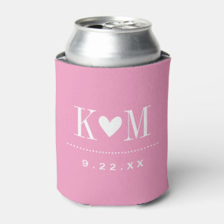 Rafraîchisseur Pour Canette Monogramme Mariage rose moderne