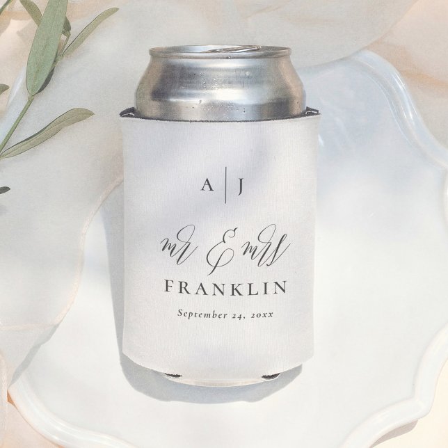 Rafraîchisseur Pour Canette Monogramme minimaliste de mariage Mr & Mrs (Créateur téléchargé)
