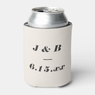 Rafraîchisseur Pour Canette Monogramme Minimaliste Mariage Personnalisé Noir e