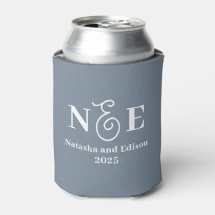 Rafraîchisseur Pour Canette Monogramme Moderne Mariage Dusty Blue Can Cooler