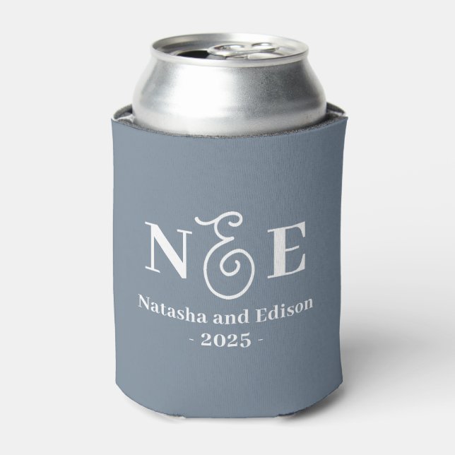 Rafraîchisseur Pour Canette Monogramme Moderne Mariage Dusty Blue Can Cooler (Can devant)