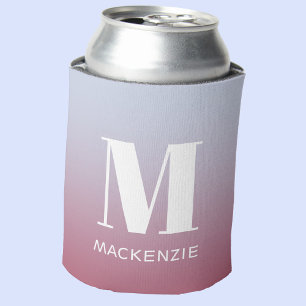 Rafraîchisseur Pour Canette Monogramme moderne Nom initial Pink Blue Gradient