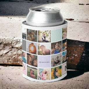 Rafraîchisseur Pour Canette Monogramme moderne votre famille 16 photo collage 