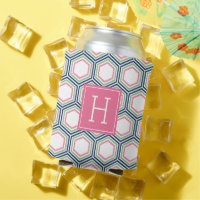 Monogramme Motif bleu vert et rose