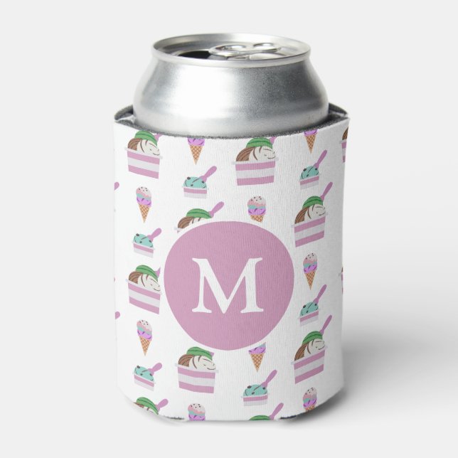 Rafraîchisseur Pour Canette Monogramme Motif d'été à la crème glacée mignonne (Can devant)