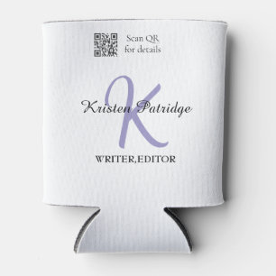 Rafraîchisseur Pour Canette Monogramme nom écrivain violet modifier code QR en