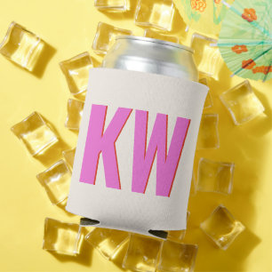 Rafraîchisseur Pour Canette Monogramme ombré rose moderne personnalisé