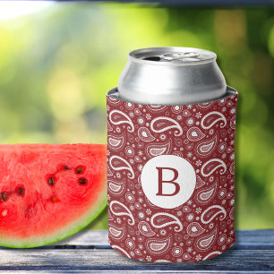 Rafraîchisseur Pour Canette Monogramme Paisley Parfait Rouge et Blanc
