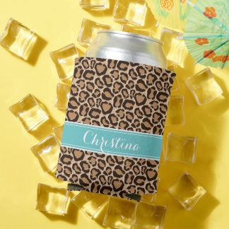 Rafraîchisseur Pour Canette Monogramme personnalisé Turquoise et Empreinte de