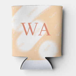 Rafraîchisseur Pour Canette Monogramme rétro gras blanc orange pêche pastel no