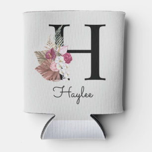 Rafraîchisseur Pour Canette Monogramme Rose Boho Girl Floral Initial H