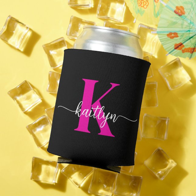 Rafraîchisseur Pour Canette Monogramme Rose Chaude Noir (Été in situ)