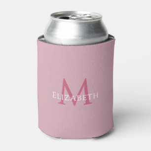Rafraîchisseur Pour Canette Monogramme Rose Personnalisé Élégant Nom Initial