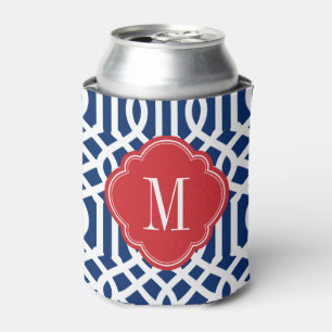 Rafraîchisseur Pour Canette Monogramme rouge blanc et bleu Trellis