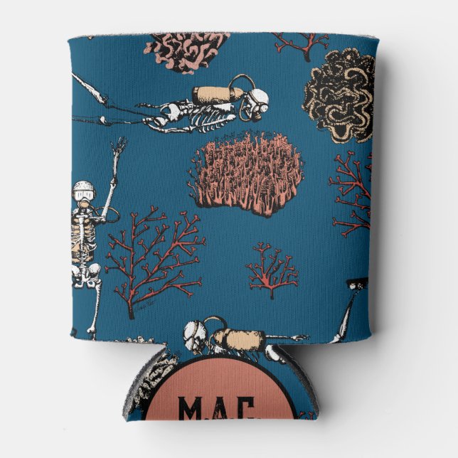 Rafraîchisseur Pour Canette Monogramme Skeleton sous-marin Plongeurs sous-mari (Devant)