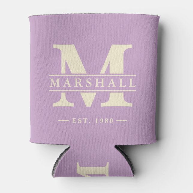 Rafraîchisseur Pour Canette Monogramme & Superposition de nom Milieu de siècle (Devant)