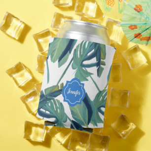 Rafraîchisseur Pour Canette Monogramme tropical de motif de palmettes