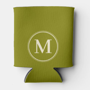 Rafraîchisseur Pour Canette Monogramme uni couleur olive chaude de milieu de s