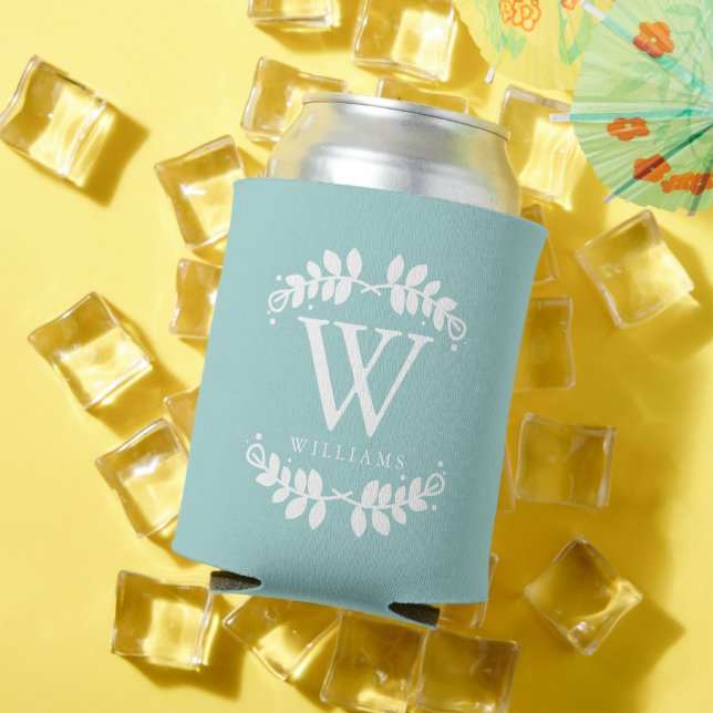 Rafraîchisseur Pour Canette Monogramme vert à la menthe tendance (Été in situ)