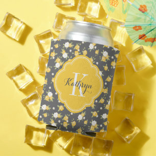 Rafraîchisseur Pour Canette Monogramme Vintage jaune et gris