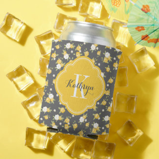 Rafraîchisseur Pour Canette Monogramme Vintage jaune et gris